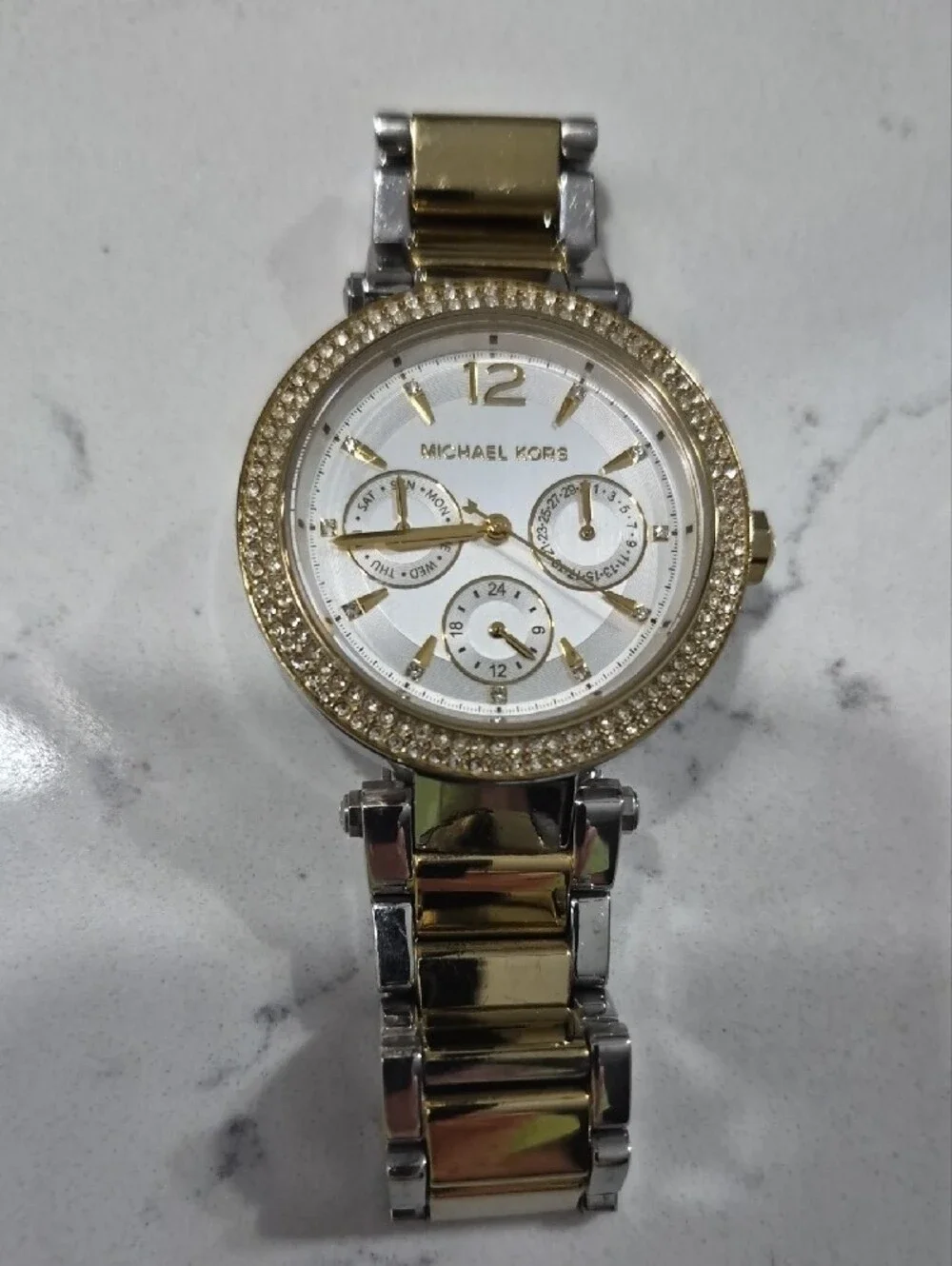 Michael Kors Two-Tone Gold and Silver Crystal Bezel Women's Watch